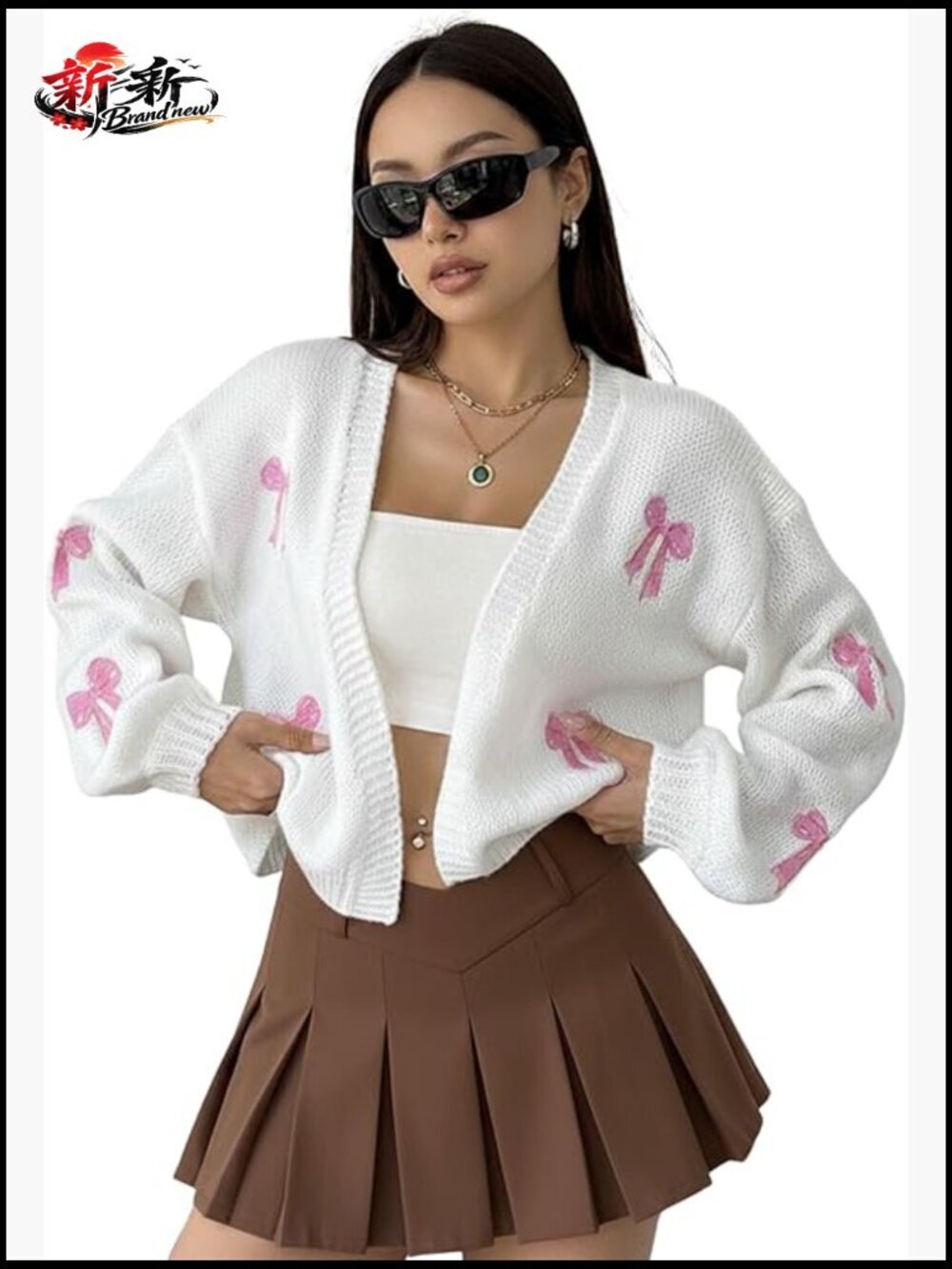 Chunky Knit Open Front Color Block Cropped Cardigan Sweater